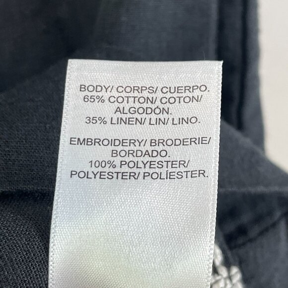 Lucky Brand Womens Medium Black Embroidered Sleeveless Mini Dress Linen Blend - Picture 6 of 12
